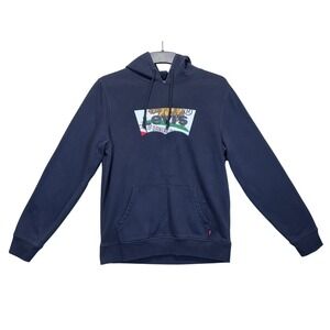 Levis Mens California Republic Bear Batwing Logo Hoodie Navy‎ Blue Medium